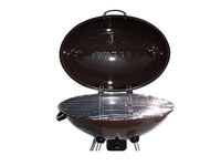 26" Charcoal Football Grill by Keg-a-Que can grill 12-14 burgers at once 